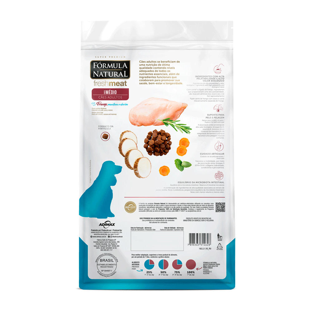 Ração Fórmula Natural Fresh Meat Cães Adultos Médio Frango