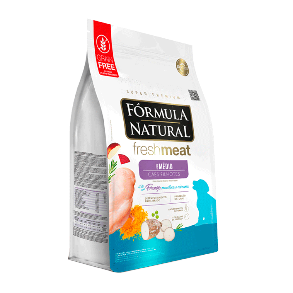 Ração Fórmula Natural Fresh Meat Cães Filhote Médio Frango