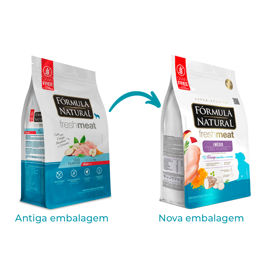 Ração Fórmula Natural Fresh Meat Cães Filhote Médio Frango
