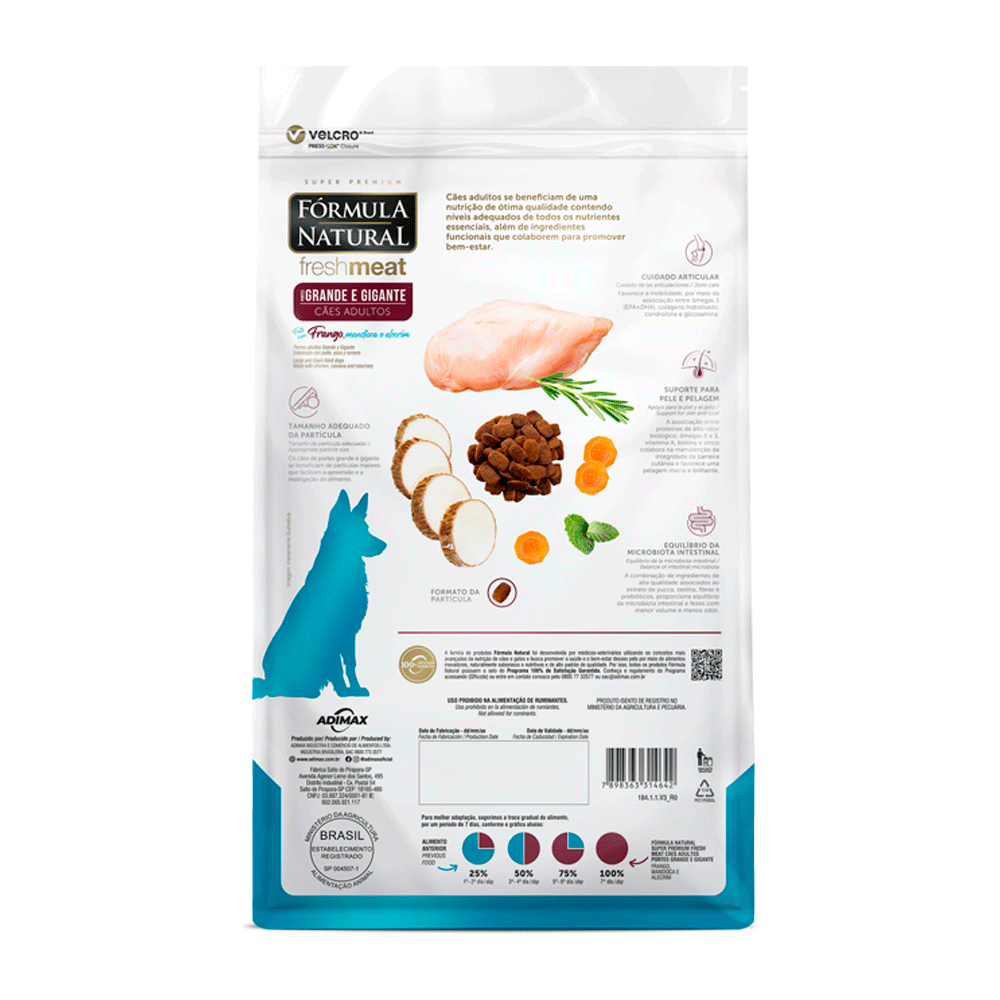 Ração Fórmula Natural Fresh Meat Cães Adultos Grande e Gigante Frango