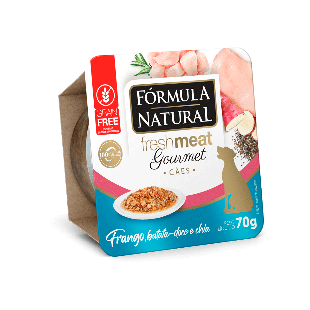 Ração Úmida Fórmula Natural Fresh Meat Gourmet Cães Adultos Frango, Batata Doce e Chia