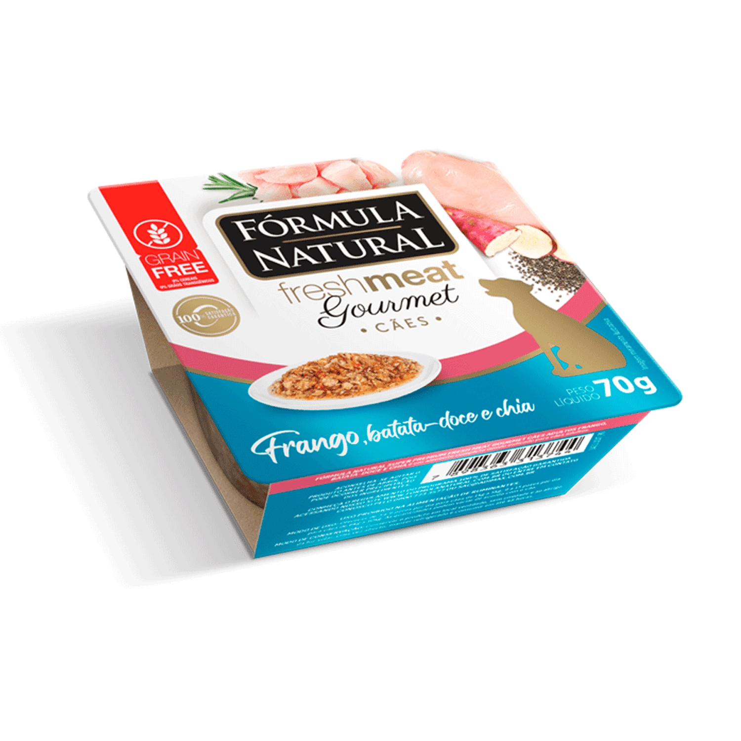 Ração Úmida Fórmula Natural Fresh Meat Gourmet Cães Adultos Frango, Batata Doce e Chia Deitada