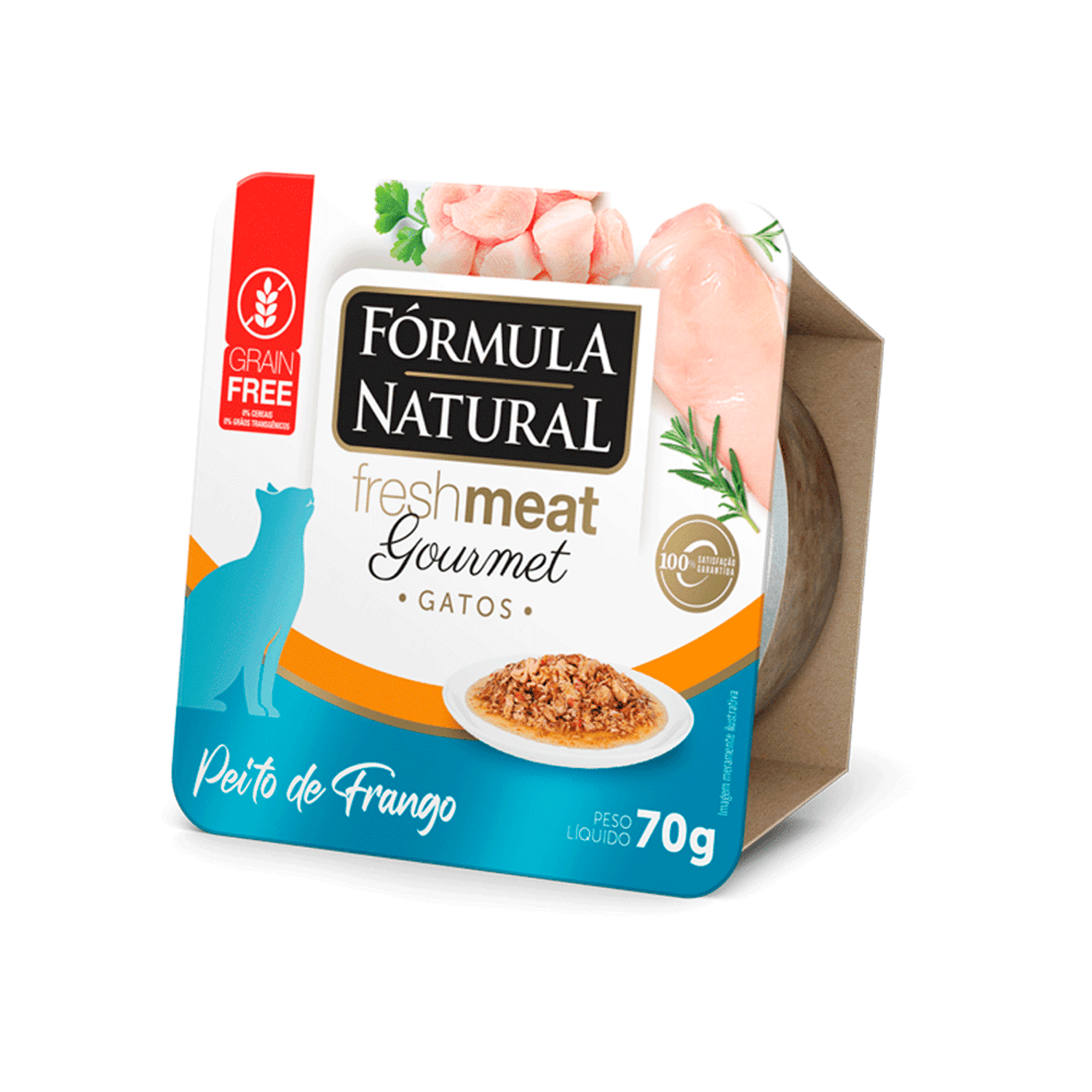 Lateral da Ração Úmida Fórmula Natural Fresh Meat Gourmet Gatos Adultos Peito de Frango