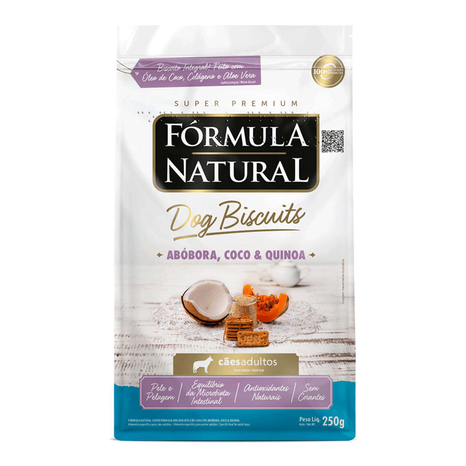 Frente do Petisco Fórmula Natural Dog Biscuits Abóbora Cães Adultos