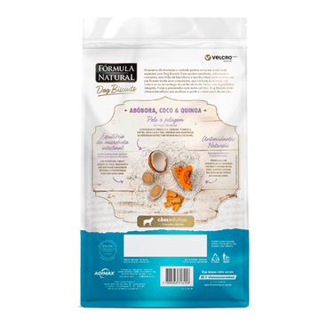 Verso do Petisco Fórmula Natural Dog Biscuits Abóbora Cães Adultos