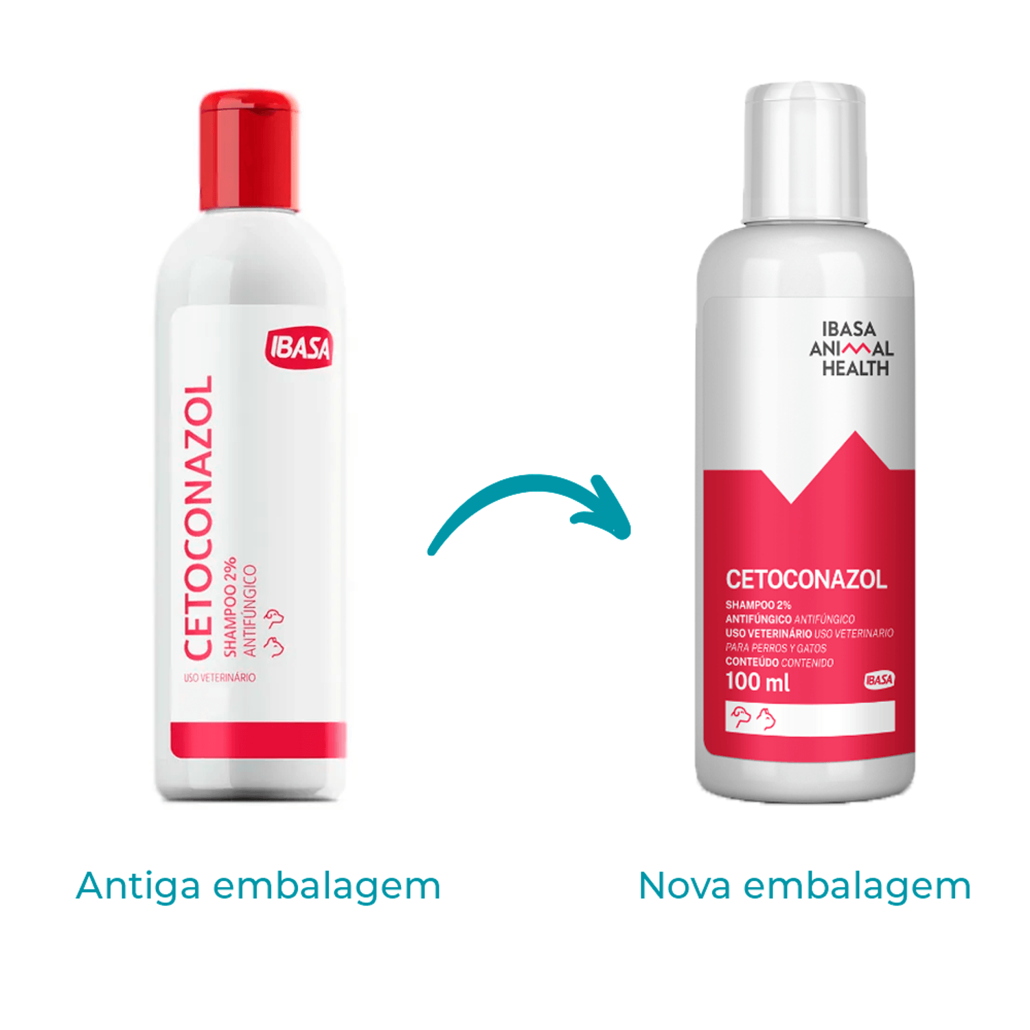 Troca de Embalagem do Cetoconazol Shampoo 2% Ibasa para Cães e Gatos