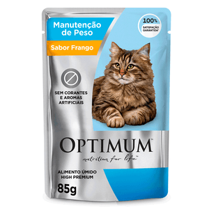 Ração Úmida Optimum Sachê Gatos Adultos Manutenção de Peso Frango - 85 g