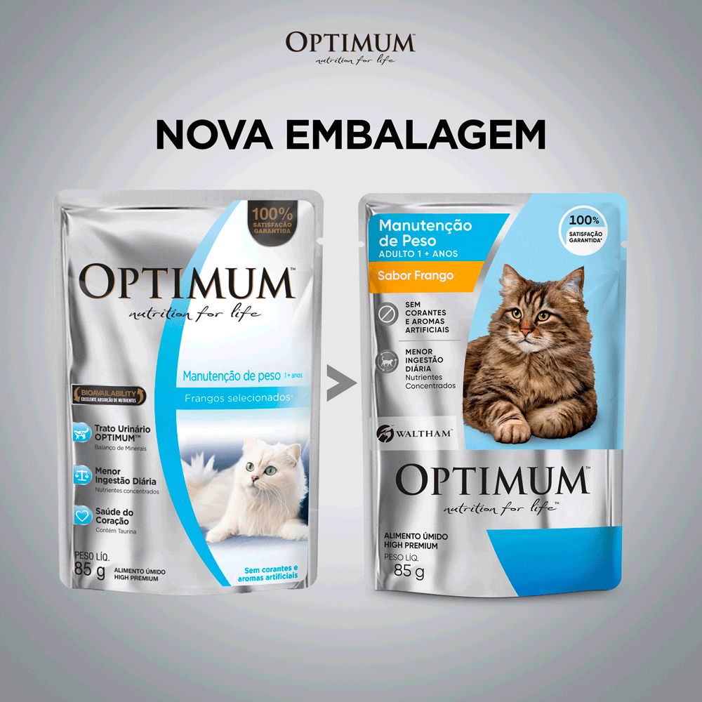 Ração Úmida Optimum Sachê Gatos Adultos Manutenção de Peso Frango