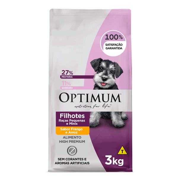 Ração Optimum para Cães Filhotes Raças Pequenas e Minis Frango e Arroz 3 kg