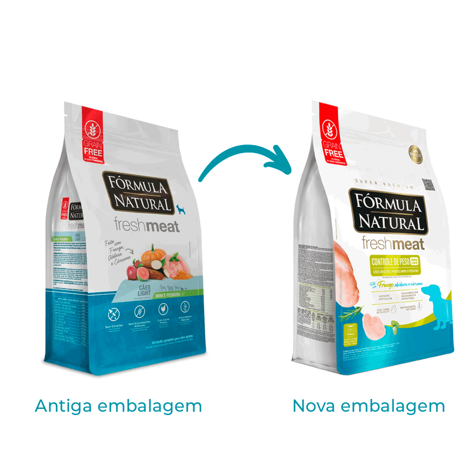 Troca-de-Embalagem-da-Racao-Formula-Natural-Fresh-Meat-Controle-de-Peso-Caes-Mini-e-Pequeno-Frango