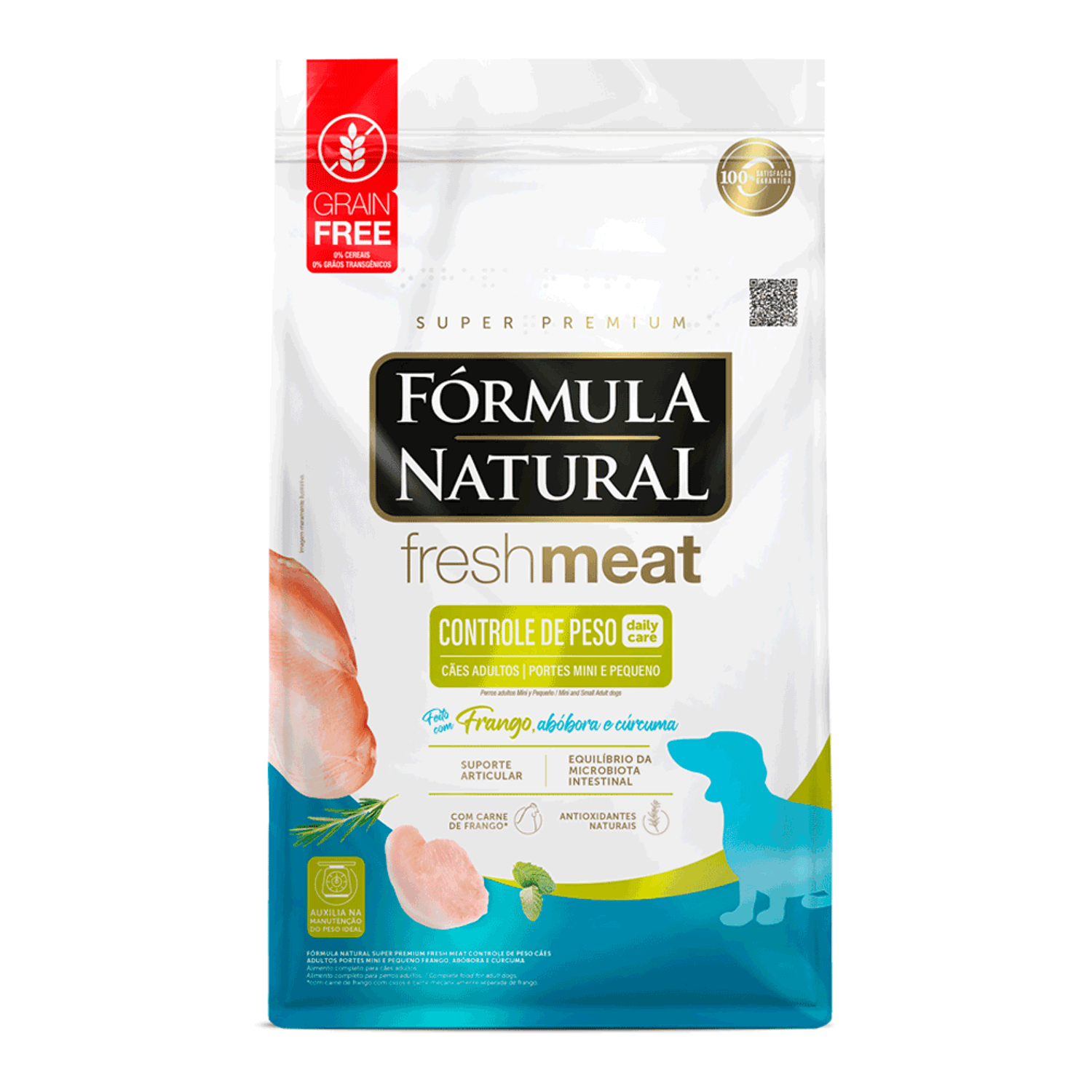 Frente-da-Racao-Formula-Natural-Fresh-Meat-Controle-de-Peso-Caes-Mini-e-Pequeno-Frango-
