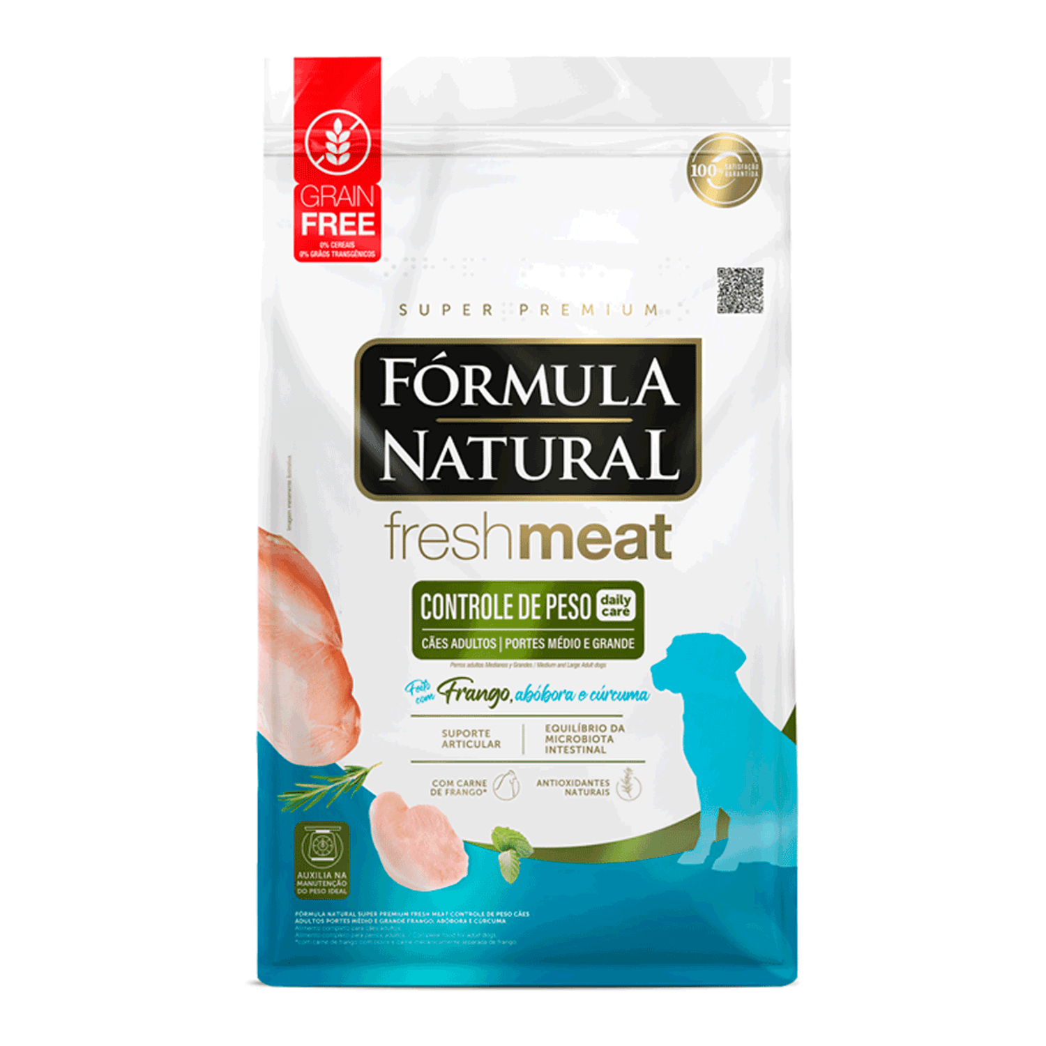 Frente-da-Racao-Formula-Natural-Fresh-Meat-Controle-de-Peso-Caes-Medio-e-Grande-Frango