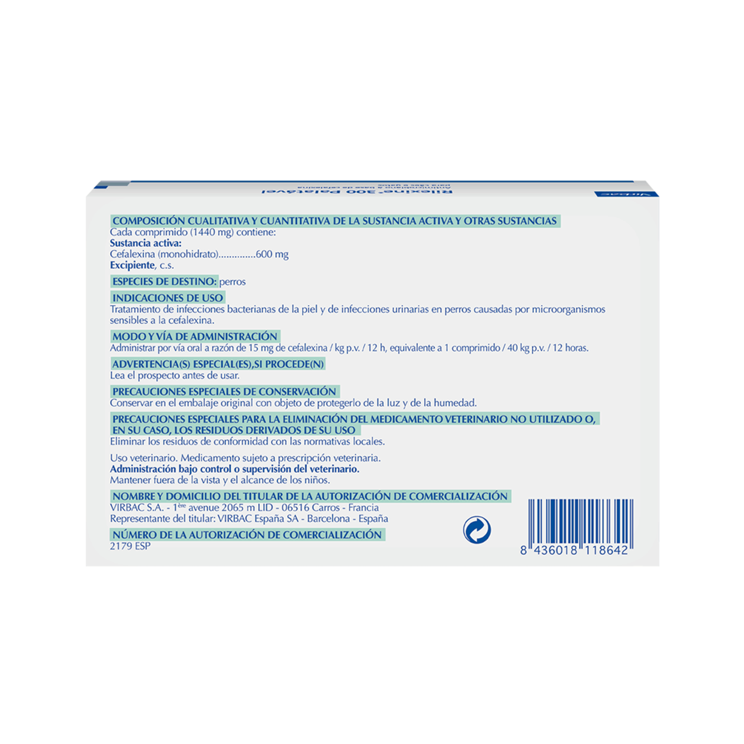 Rilexine 300 mg 14 comprimidos verso