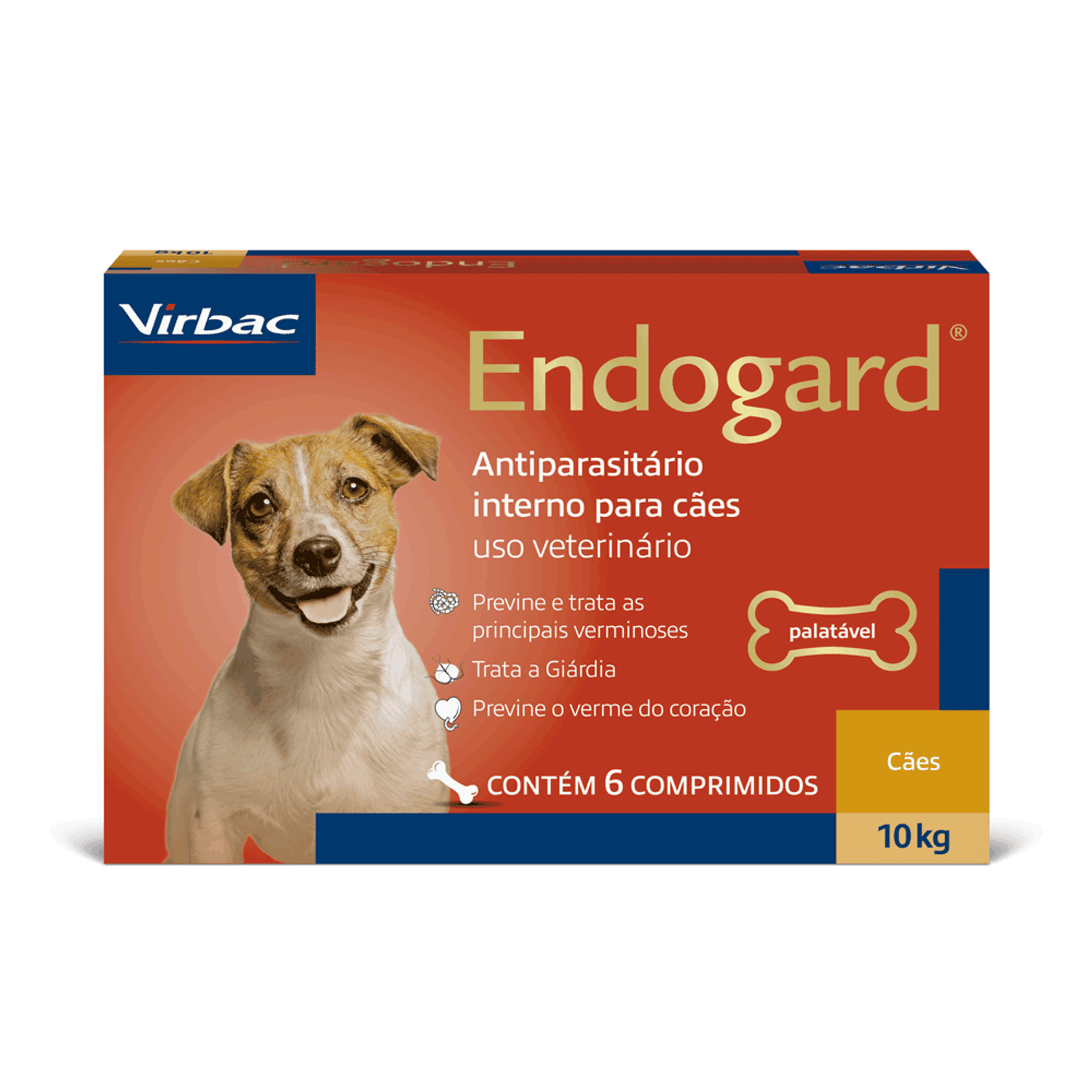Embalagem do Vermífugo Endogard Cães até 10kg 6 comprimidos