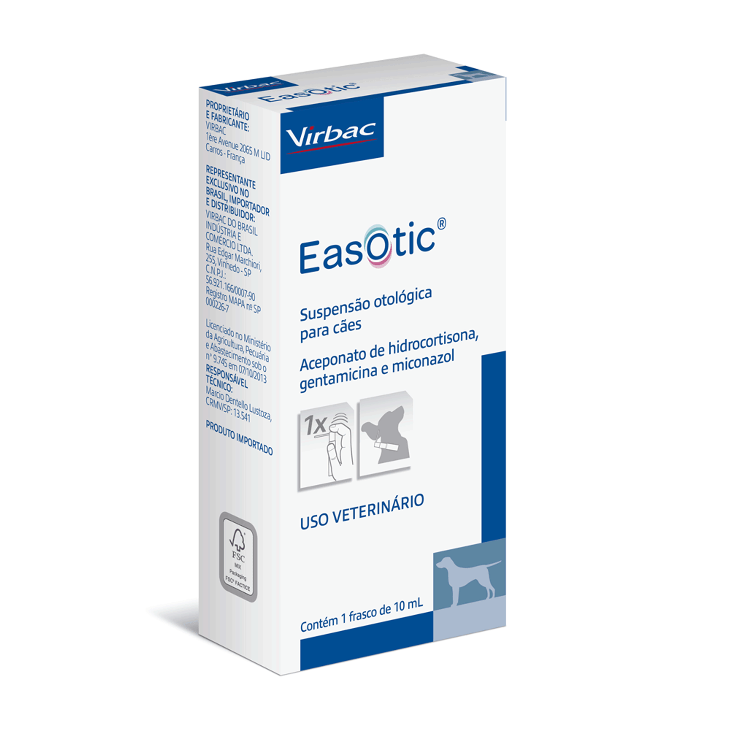 Embalagem do EasOtic para Cães 10 ml