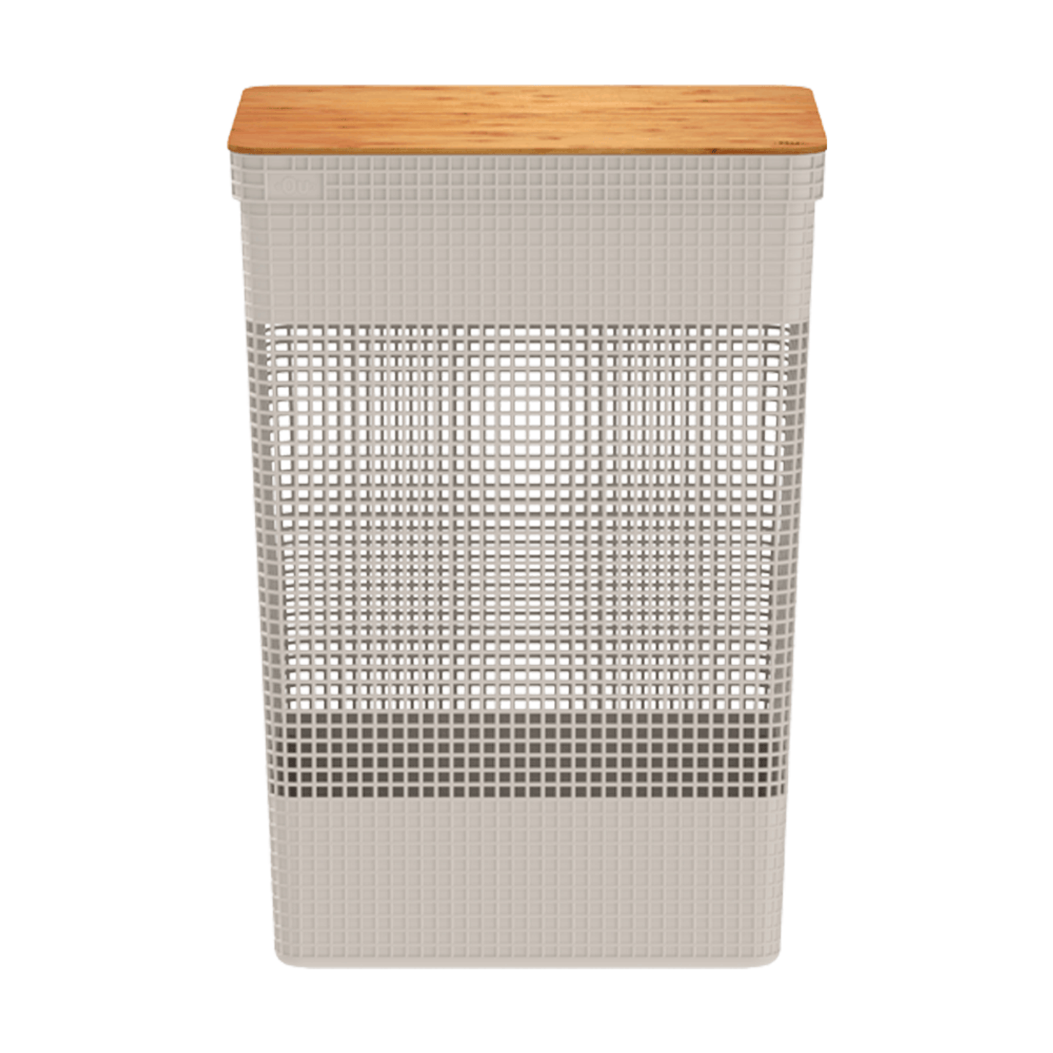 Cesto-de-Roupa-Grid-com-Tampa-de-Bambu-Bege-Ou