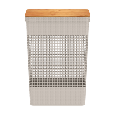 Cesto-de-Roupa-Grid-com-Tampa-de-Bambu-Bege-Ou