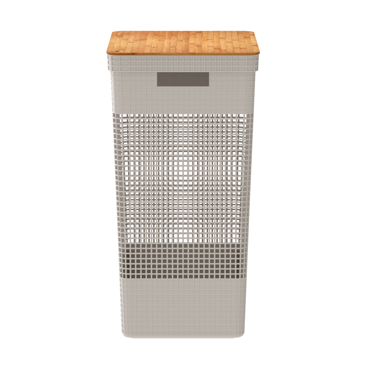 Lateral-do-Cesto-de-Roupa-Grid-com-Tampa-de-Bambu-Bege-Ou