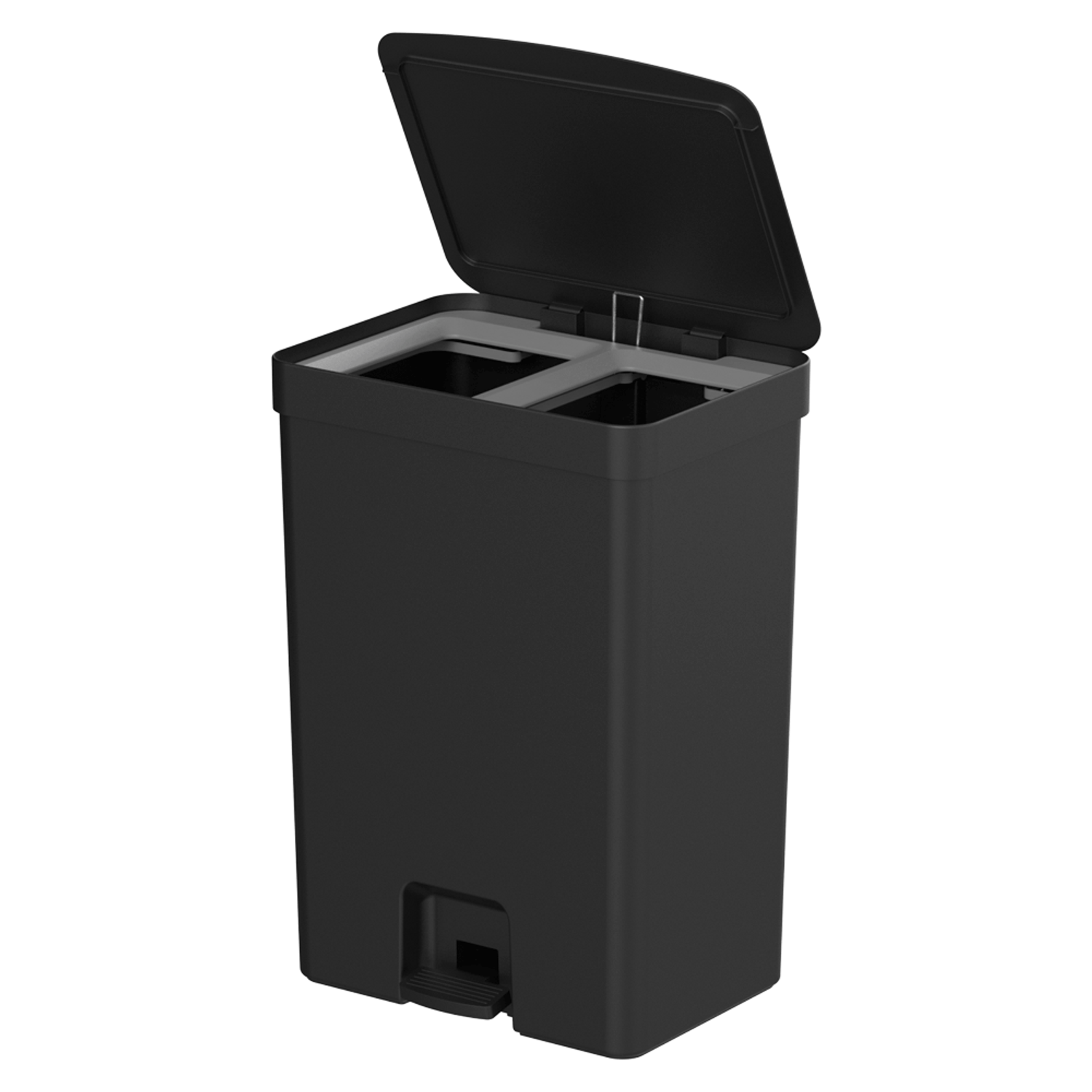 Lixeira com Pedal Trium com Duplo Compartimento Preto Ou Aberta