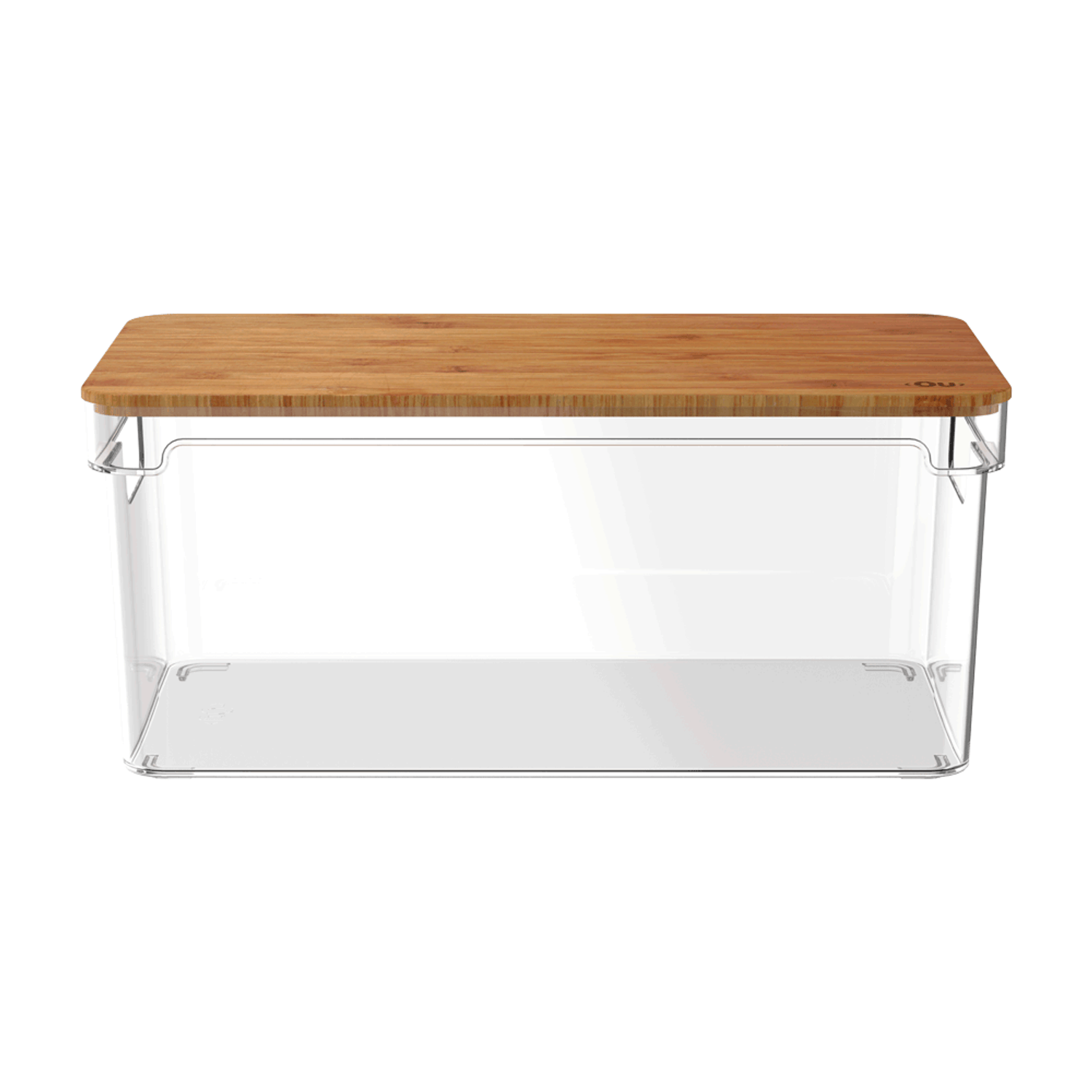 Lateral do Organizador Clear com Tampa de Bambu Transparente Ou