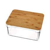 Organizador Clear com Tampa de Bambu Transparente Ou