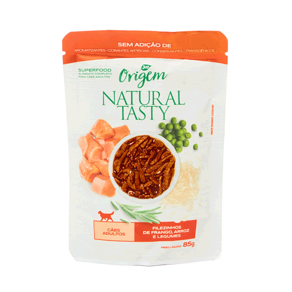 Ração Úmida Origem Natural Tasty Cães Adultos Frango, Arroz e Legumes