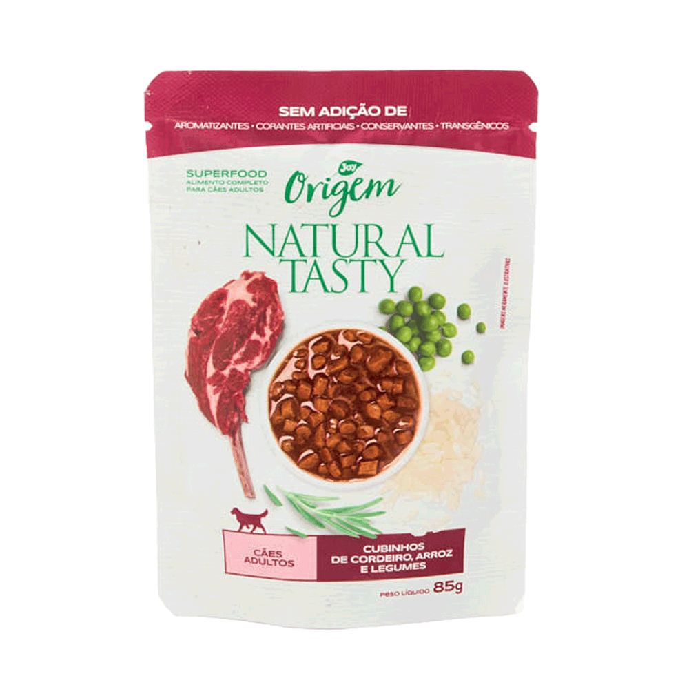 Ração Úmida Origem Natural Tasty Cães Adultos Cordeiro, Arroz e Legumes