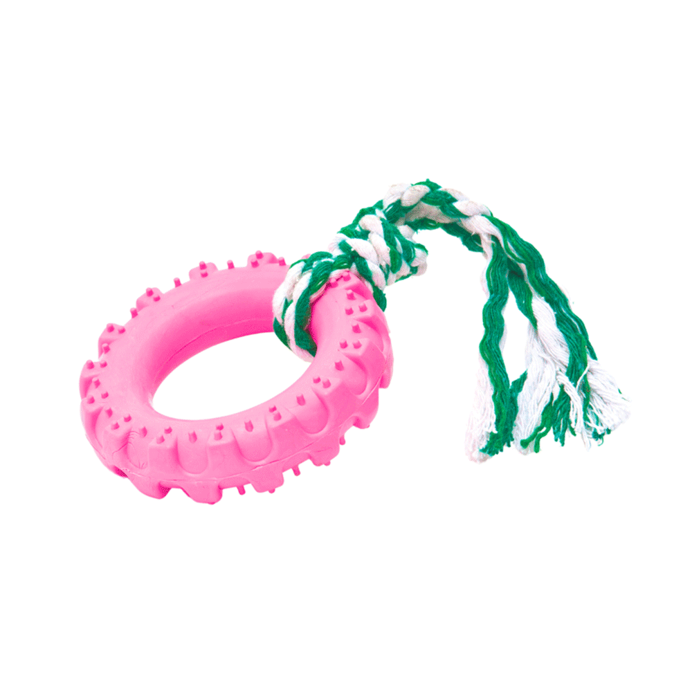 Brinquedo Pneu Off Road com Corda Tudo Pet Rosa