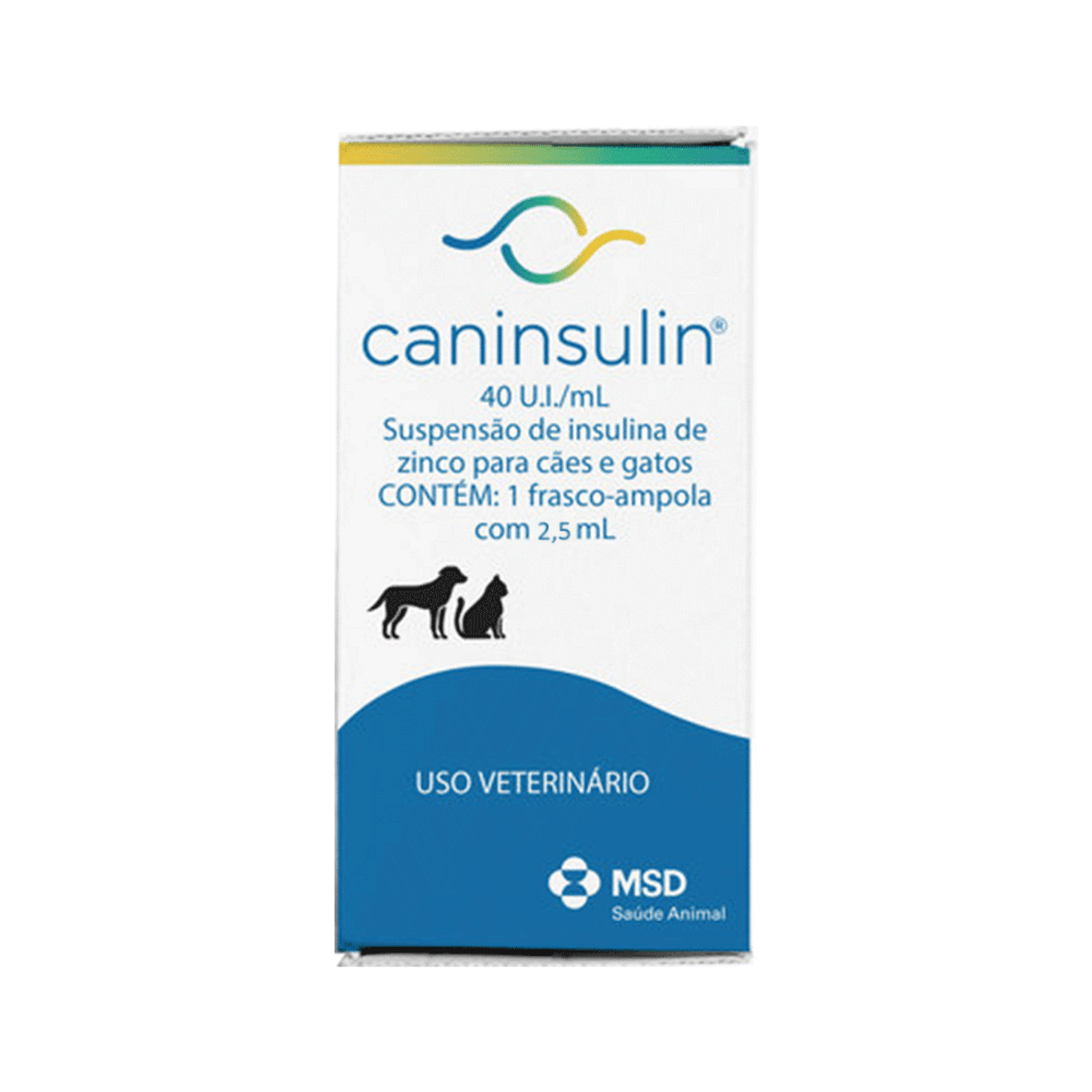 Caninsulin 40 U.I./ml para Cães e Gatos MSD embalagem frente