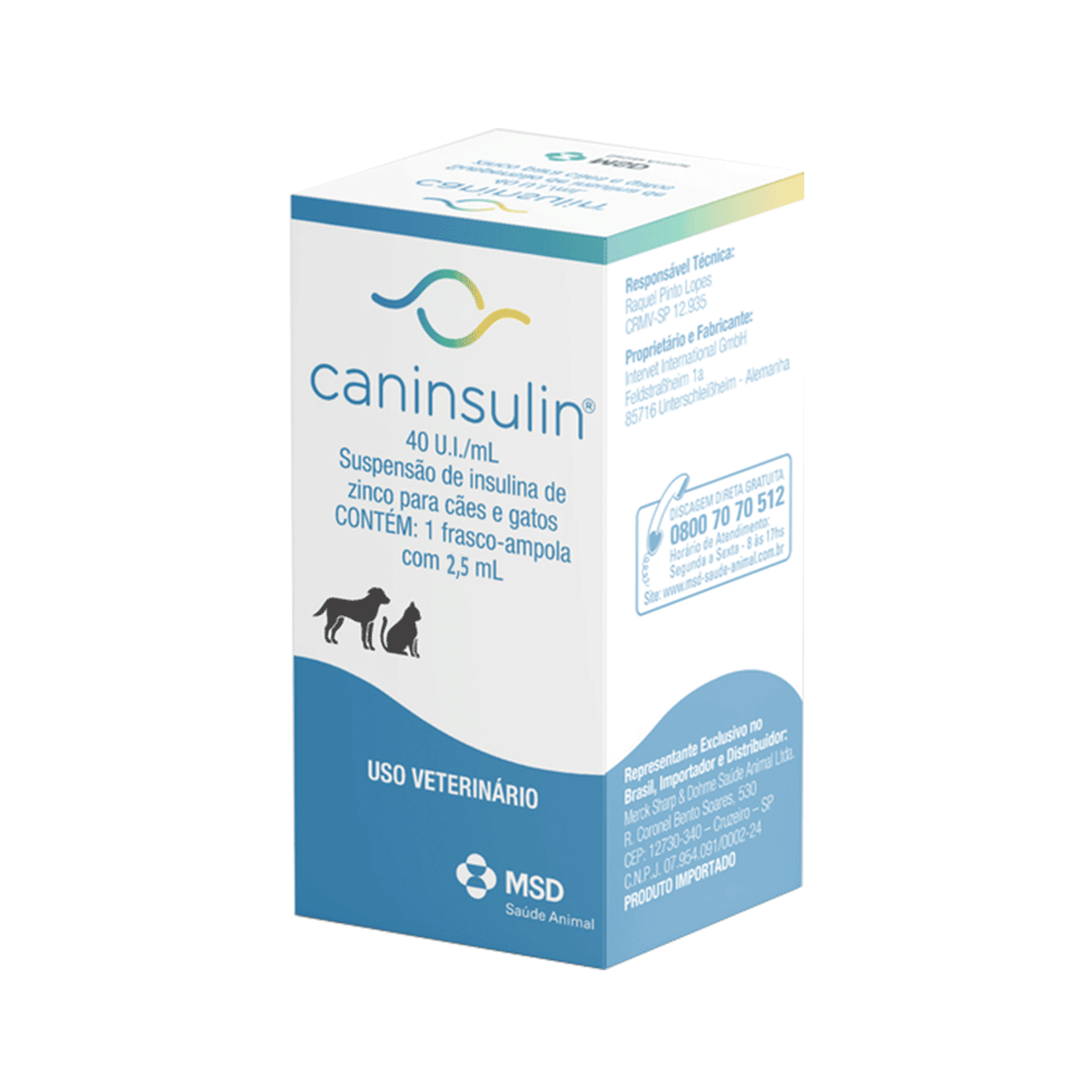 Caninsulin 40 U.I./ml para Cães e Gatos MSD