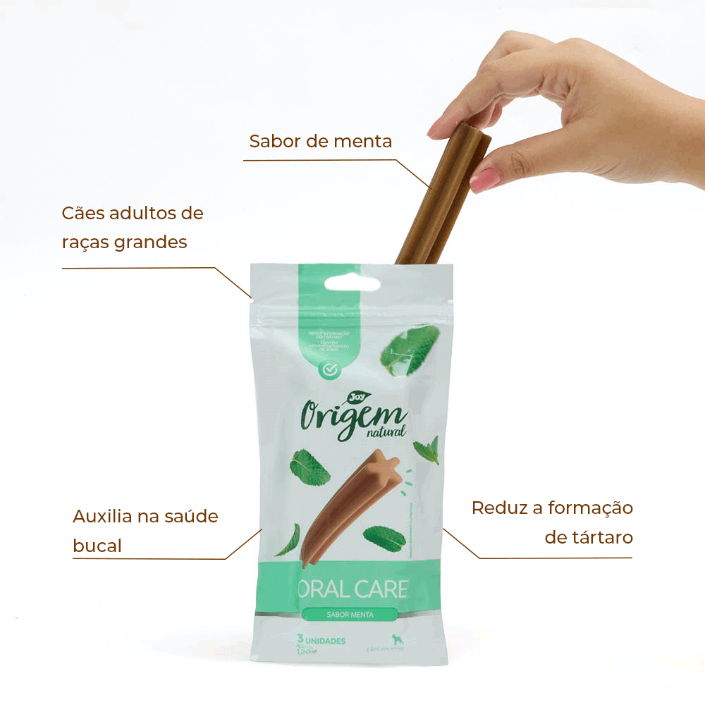 Petisco Stick Oral Care Menta Cães Raças Grandes Origem Natural