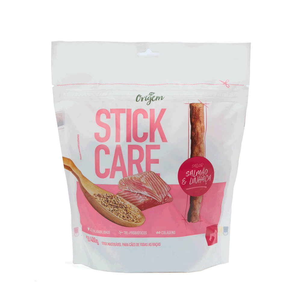 Petisco Stick Care Cães Origem Natural Salmão e Linhaça