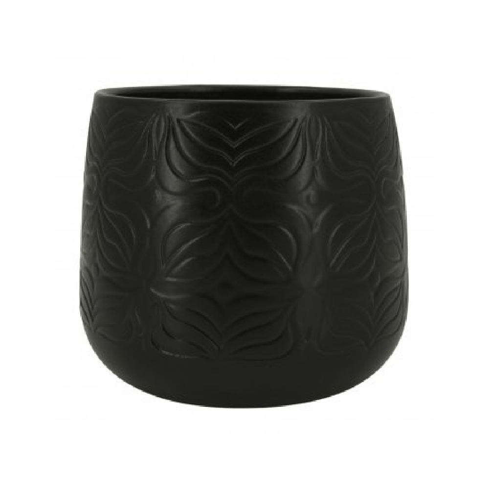 Vaso Bretagne Cerâmica Flor Ts Brasil Preto Fosco