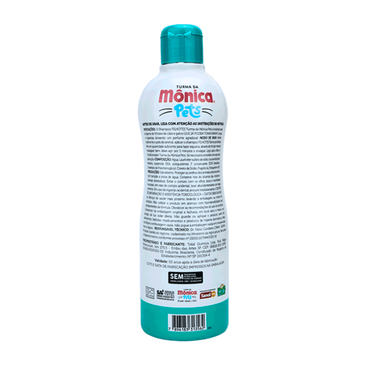 Verso do Shampoo Filhotes Turma da Mônica Pets