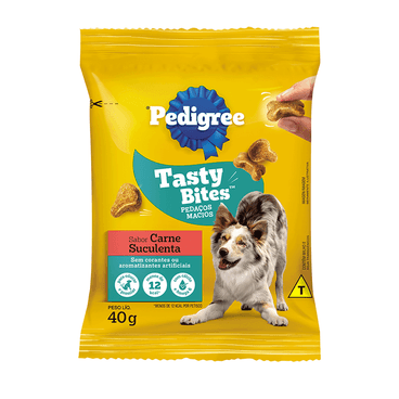 Petisco Pedigree Tasty Bites Cães Adultos Carne Suculenta embalagem 40g