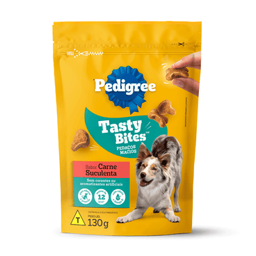 Petisco Pedigree Tasty Bites Cães Adultos Carne Suculenta embalagem 130g