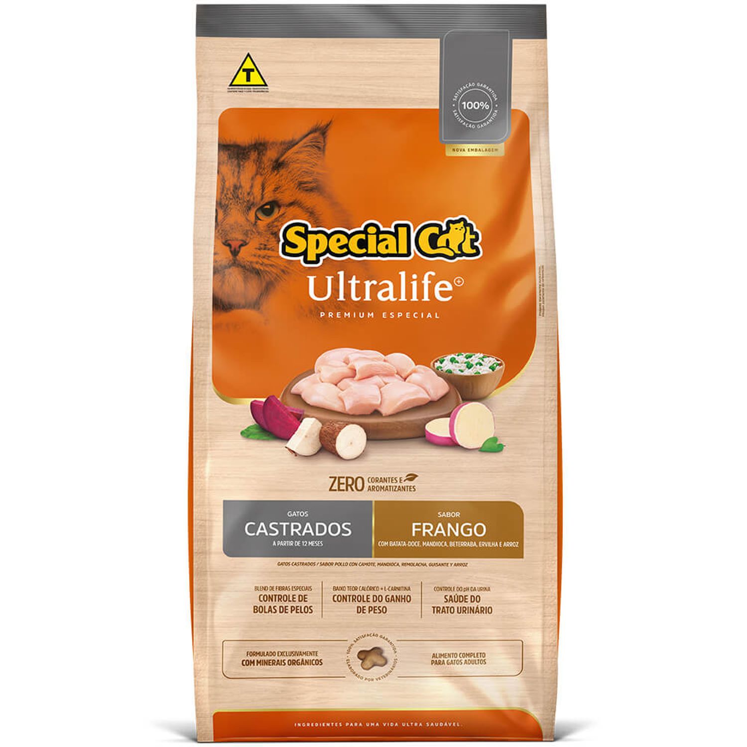 Frente da Ração Special Cat Ultralife Gatos Castrados Frango