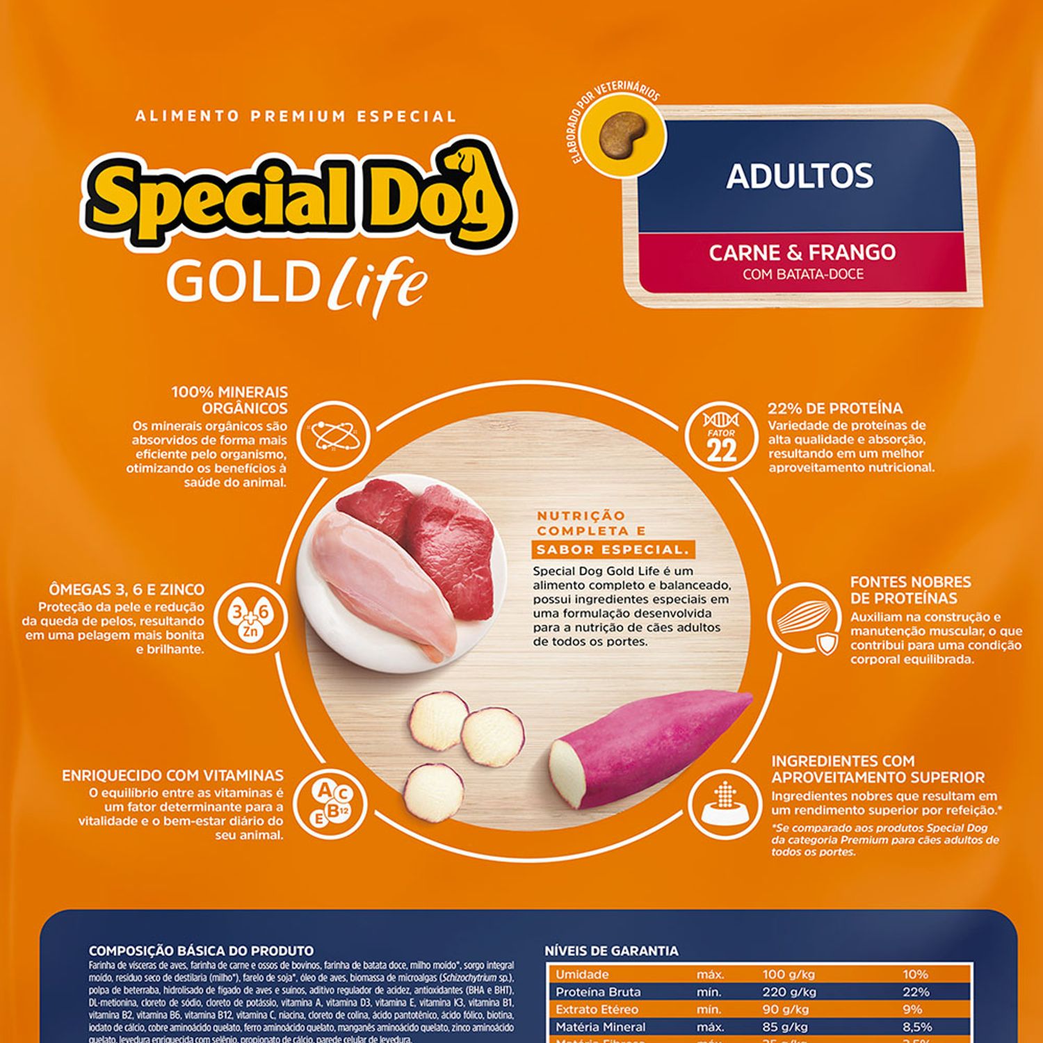 Benefícios da Ração Special Dog Gold Life Cães Adultos Carne Frango e Batata-Doce