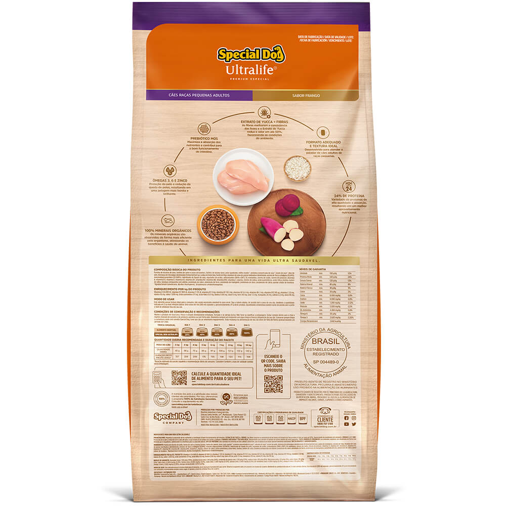 Ração Special Dog Ultralife Cães Adultos Raças Pequenas Frango
