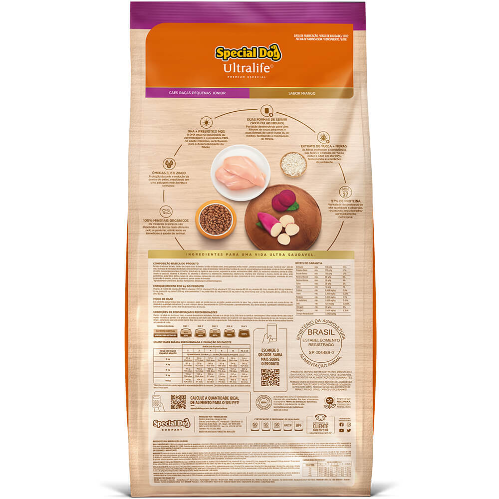 Ração Special Dog Ultralife Cães Júnior Raças Pequenas Frango