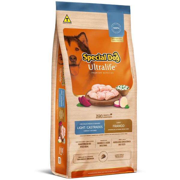 Ração Special Dog Ultralife Light Cães Castrados Raças Médias e Grandes Frango 15 kg