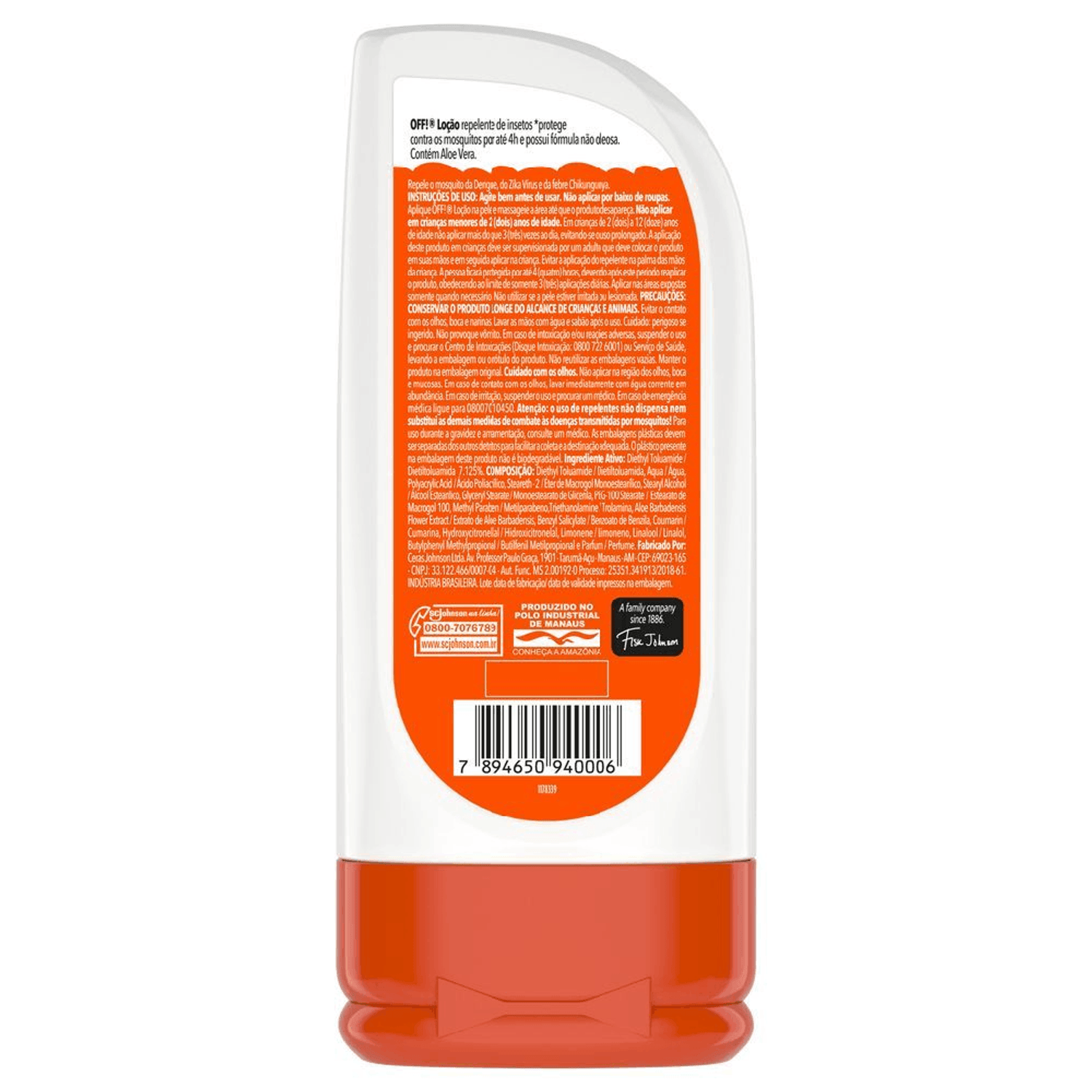 Verso da Embalagem Loção Repelente de Insetos Off Family Squeeze 200ml