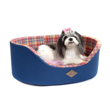 Cama-Europa-Xadrez-Azul-cachorro-deitado
