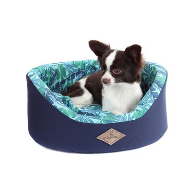 Cama-Europa-Folhagem-Azul-cachorro-com-manchas