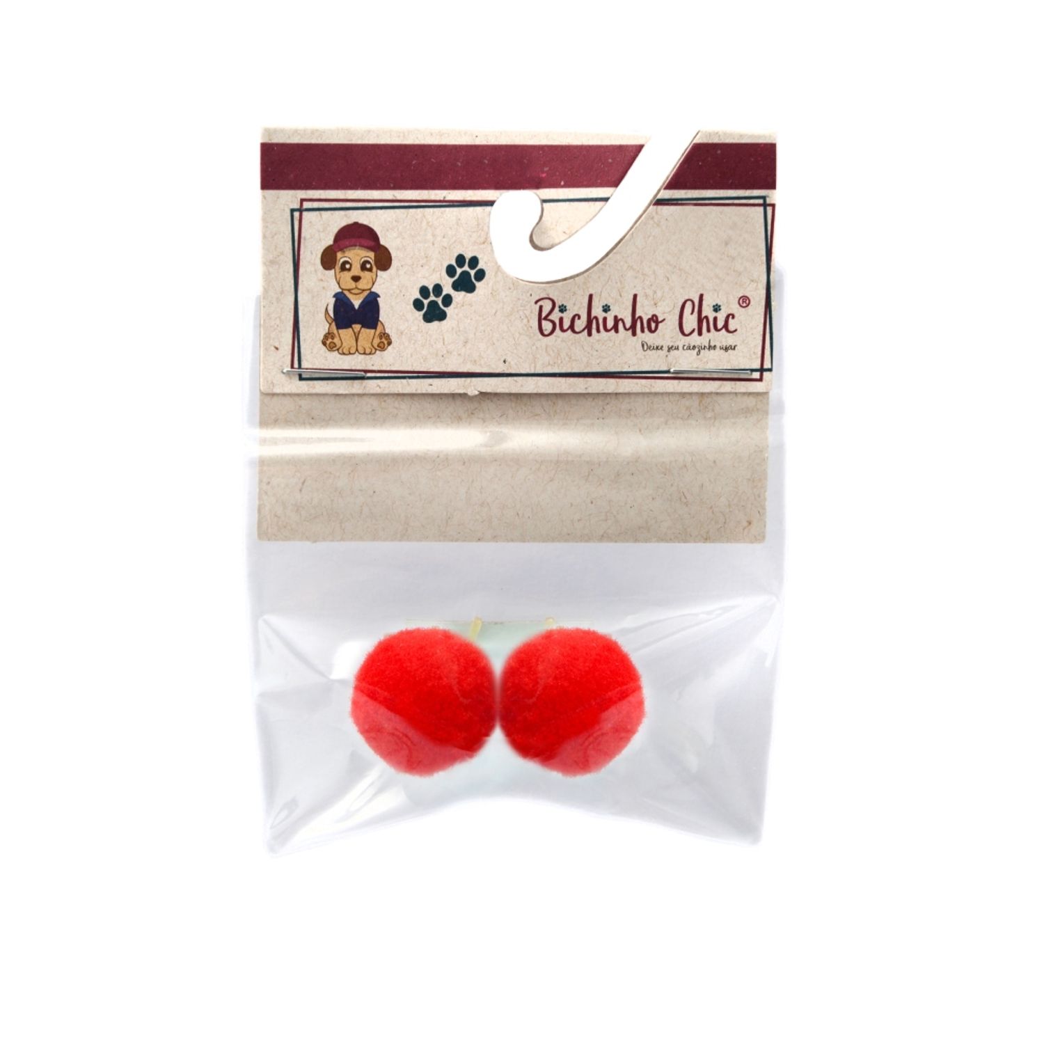 Enfeite Pom Pom para Cães Vermelho