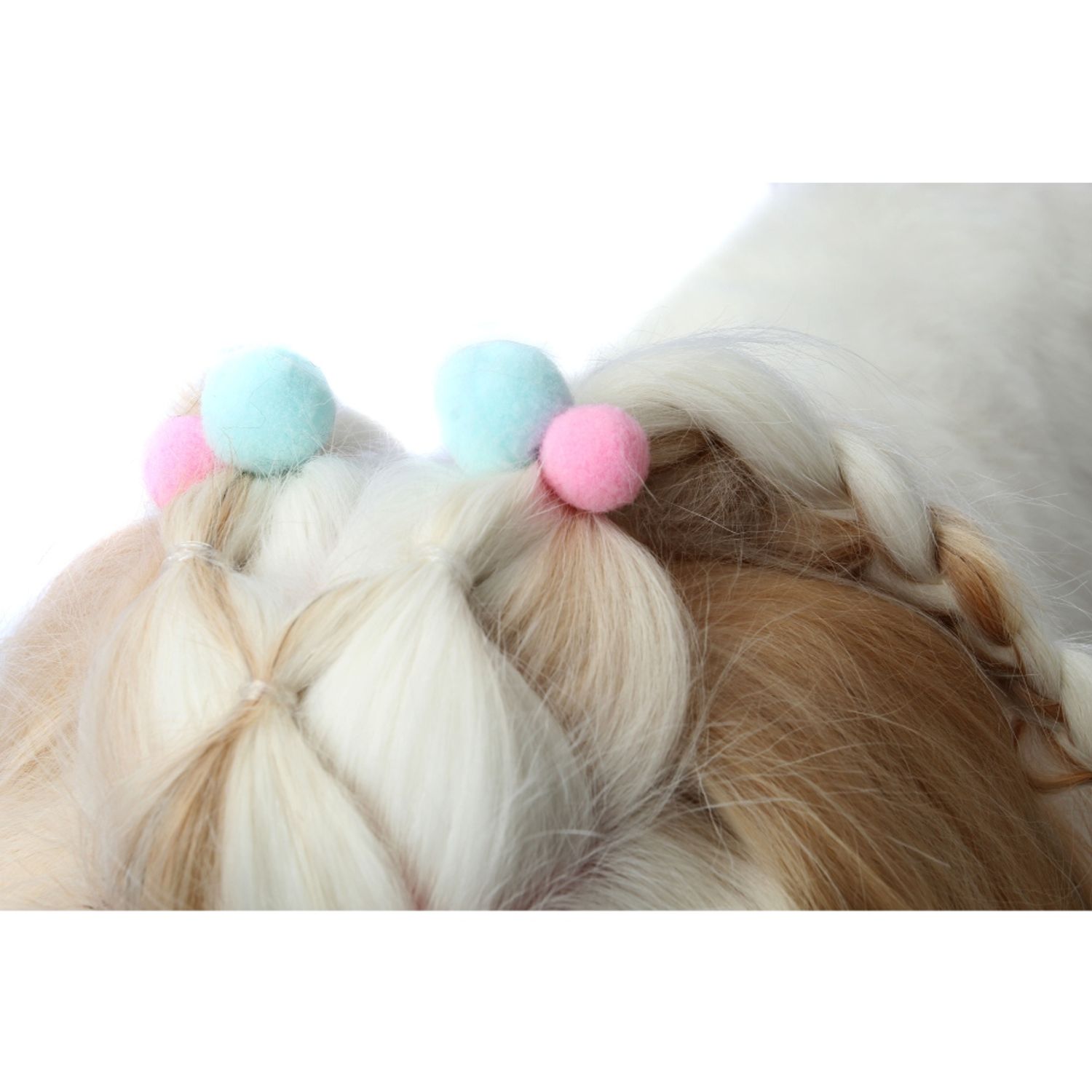 Enfeite Pom Pom cachorro com penteado