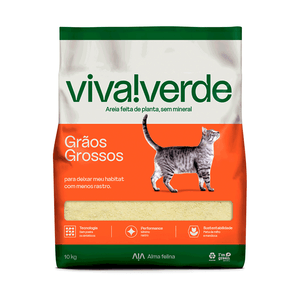 Areia Higiênica Biodegradável Grãos Grossos Viva Verde