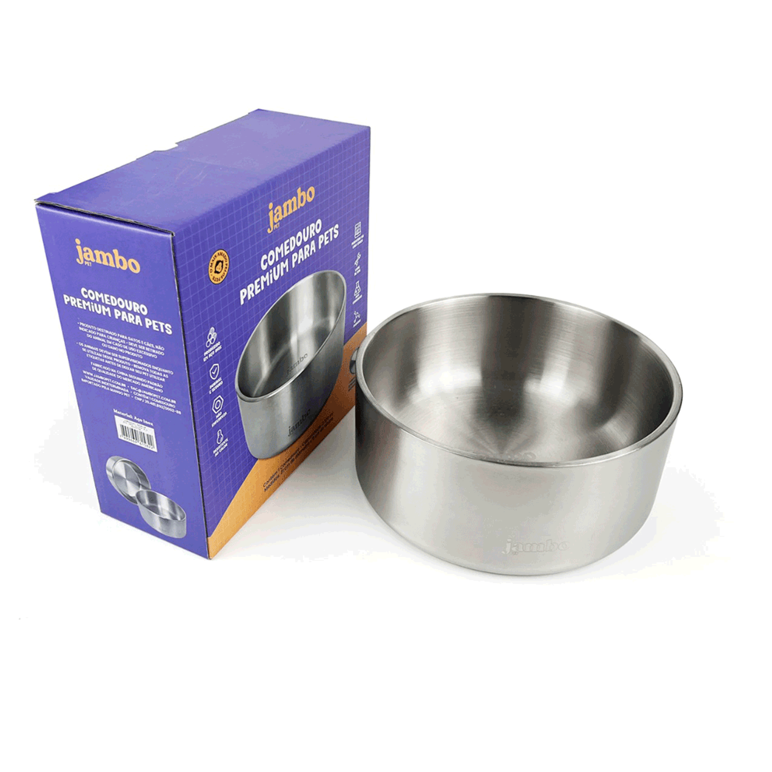 Embalagem do Comedouro Premium Aço Inox Silver Jambo Nº 03
