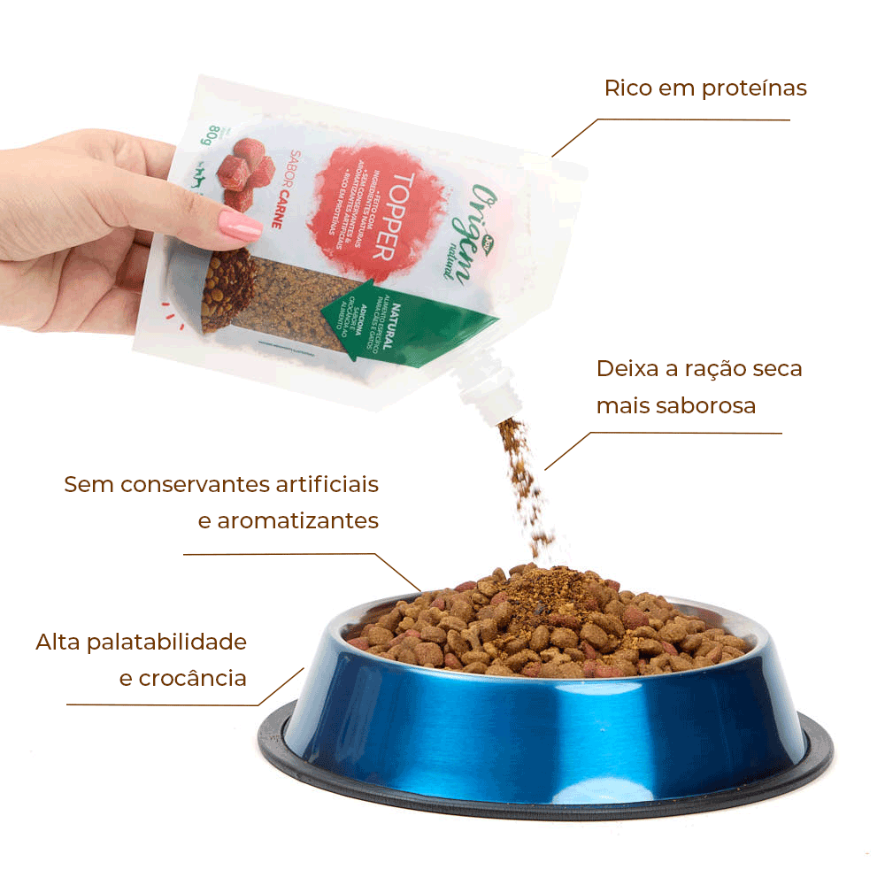 Petisco Origem Natural Topper Carne Desidratada