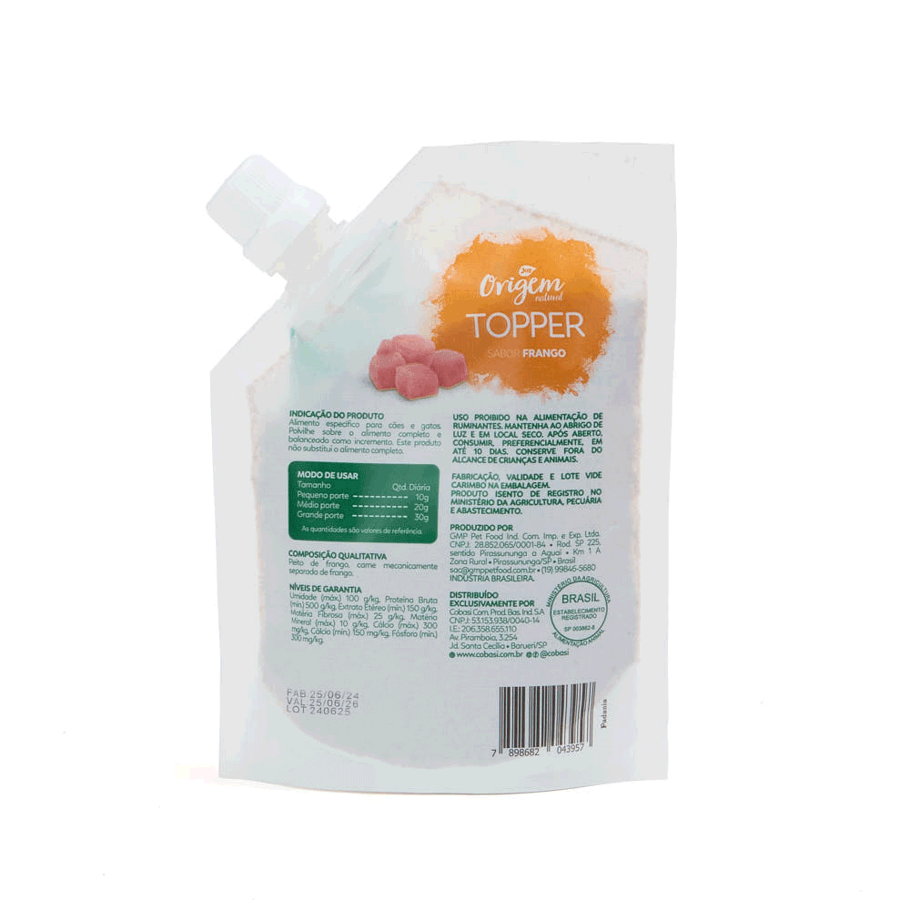 Petisco Origem Natural Topper Frango Desidratado